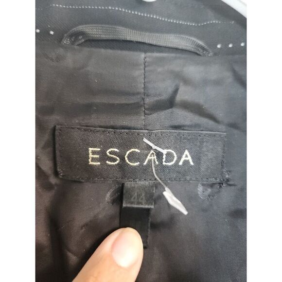 Escada Women Black 100% Pure New Wool 3 Button Blazer size EU44 or US 10 - Picture 8 of 11